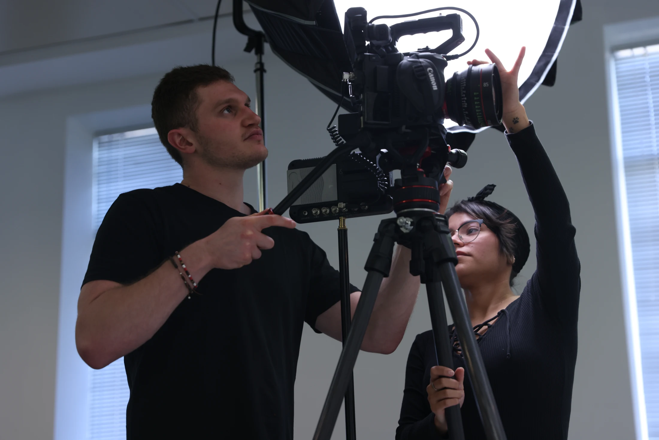 Behind the scenes camera and lighting setup
