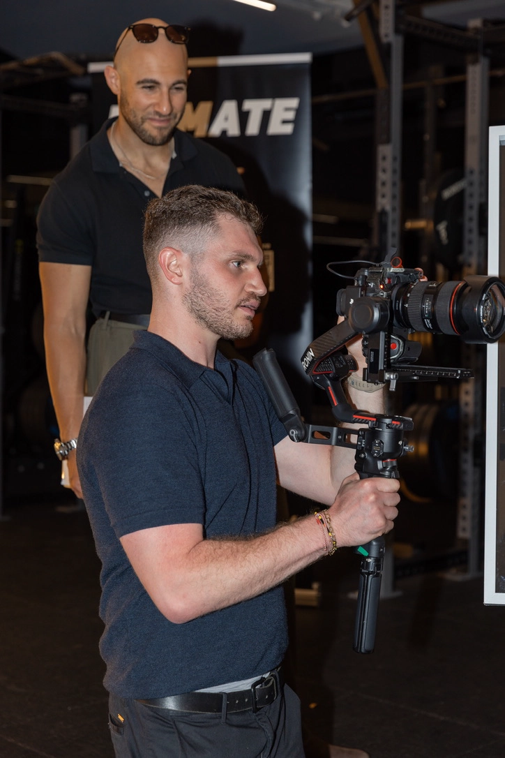 Darian working on a filming setup